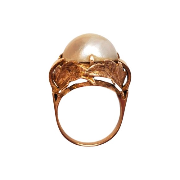 14K Yellow Gold Mabe Pearl Dome Ring #17737